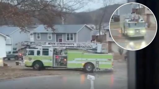 Fire Truck Spins Out Of Control On Ice